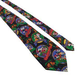The Disney Store Christmas Mens Necktie Tie Mickey Pluto Novelty Work Gift